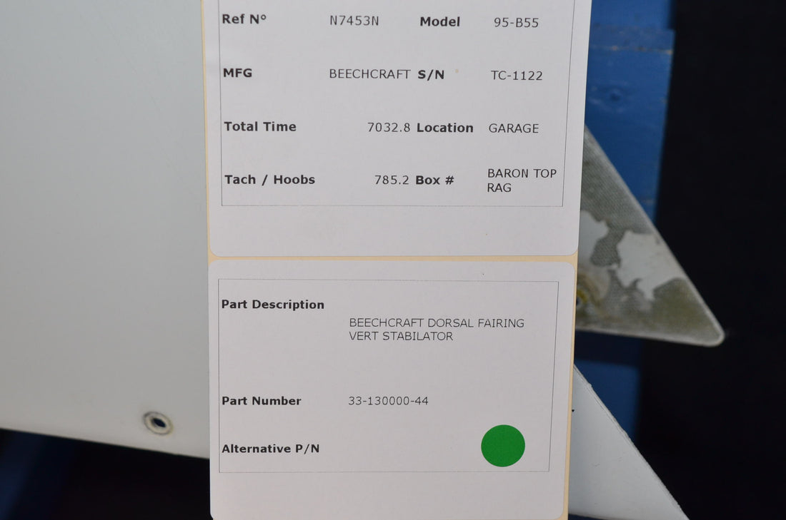 Used aircraft parts for sale 96-440015-39 BEECHCRAFT 95-B55 DORSAL FAIRING VERT STABILATOR