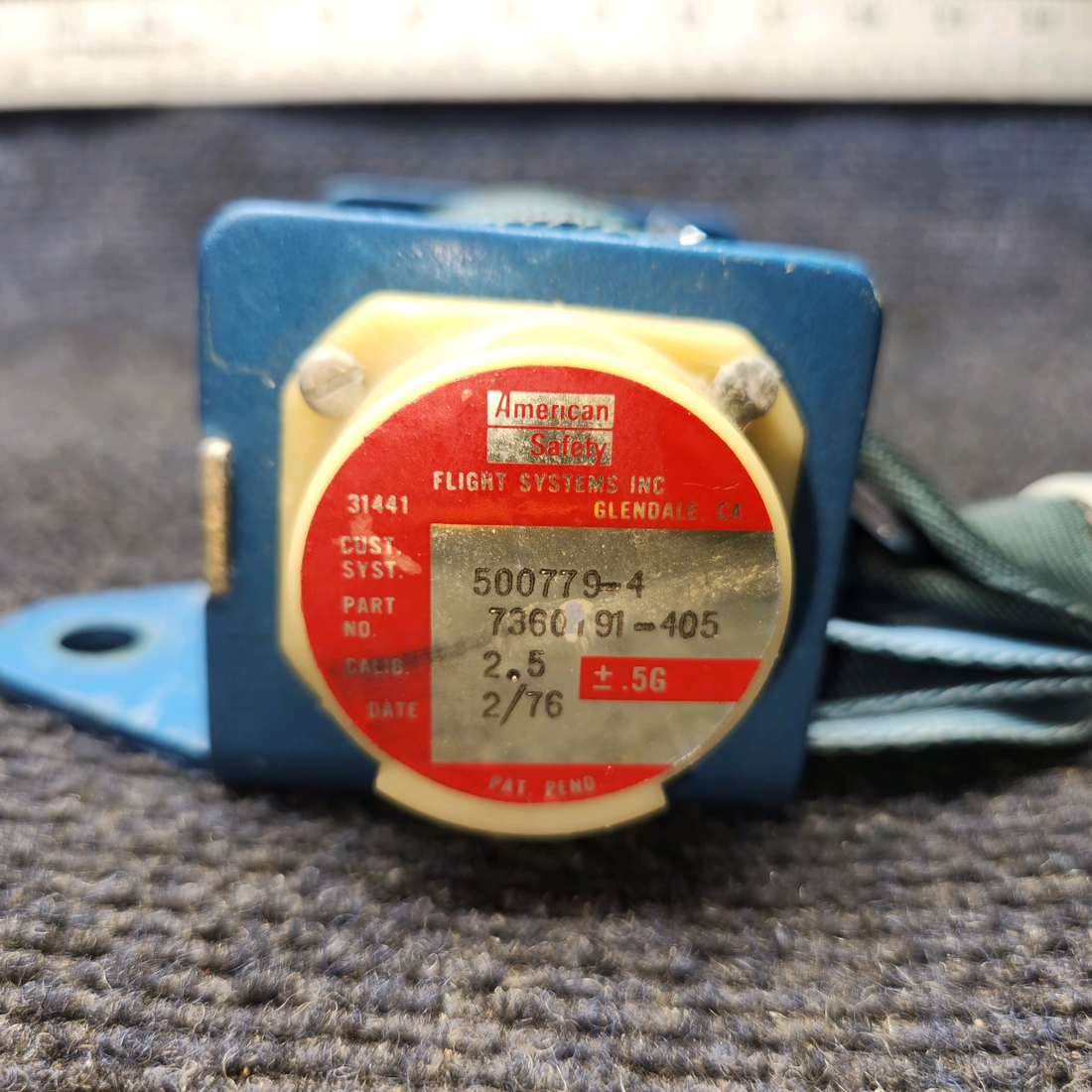 Used aircraft parts for sale, 7360191-405 America Safety Beechcraft C23 SUNDOWNER Inertia Reel Seatbelt Assembly