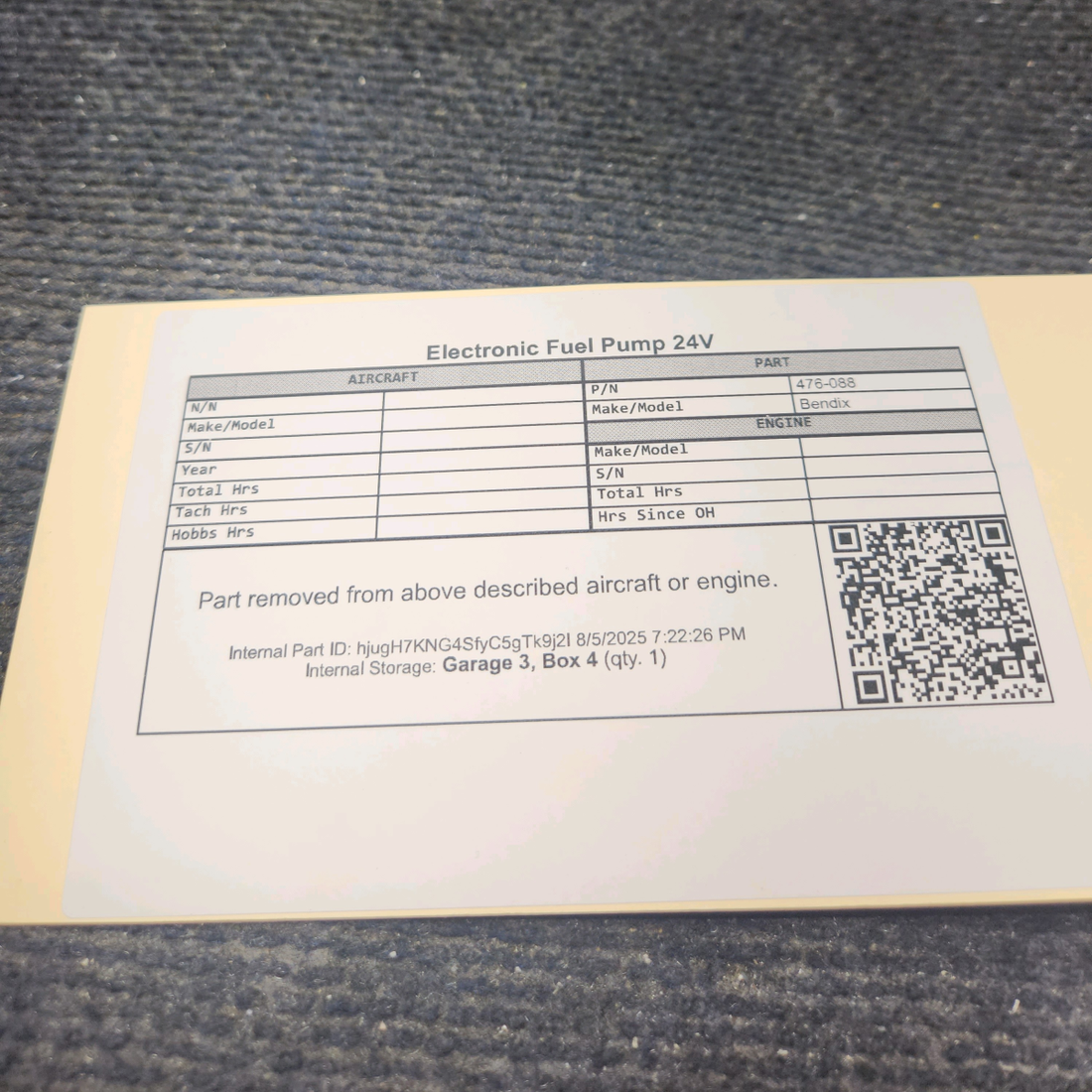 Used aircraft parts for sale, 476-088 Facet Electronic Fuel Pump 24V