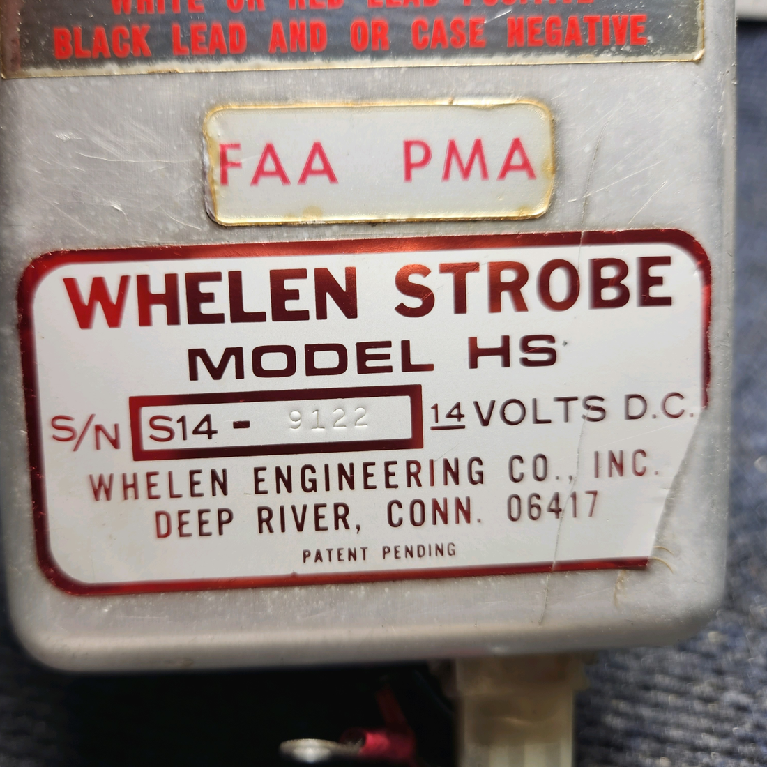 Used aircraft parts for sale, HS Whelen WHELEN Beechcraft A24R Strobe Light Power Supply (Volts: 14) Tested