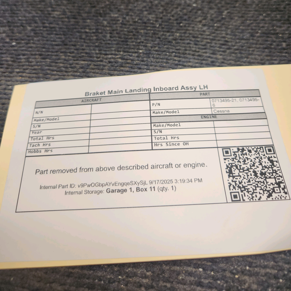 Used aircraft parts for sale, 0713495-21 Cessna C180/185 Main Landing Gear Inboard Bracket Assembly - LH