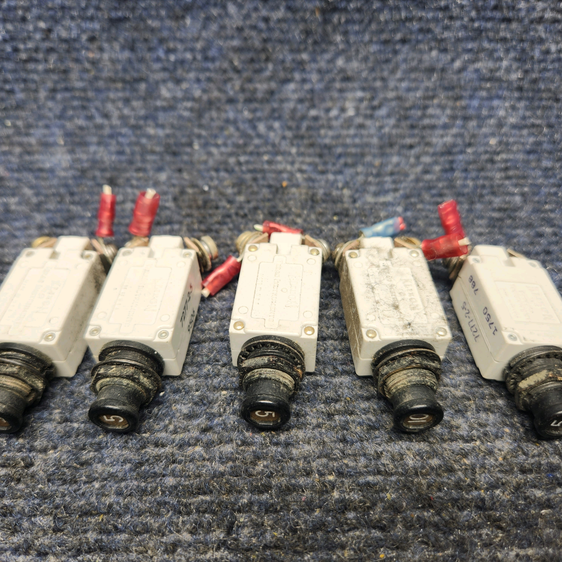 Used aircraft parts for sale, 7277-2-5 / 7277-2-10 PIPER PA28-161 Warrior III CIRCUIT BREAKER (SET OF FIVE) 4-5AMP 1- 10AMP