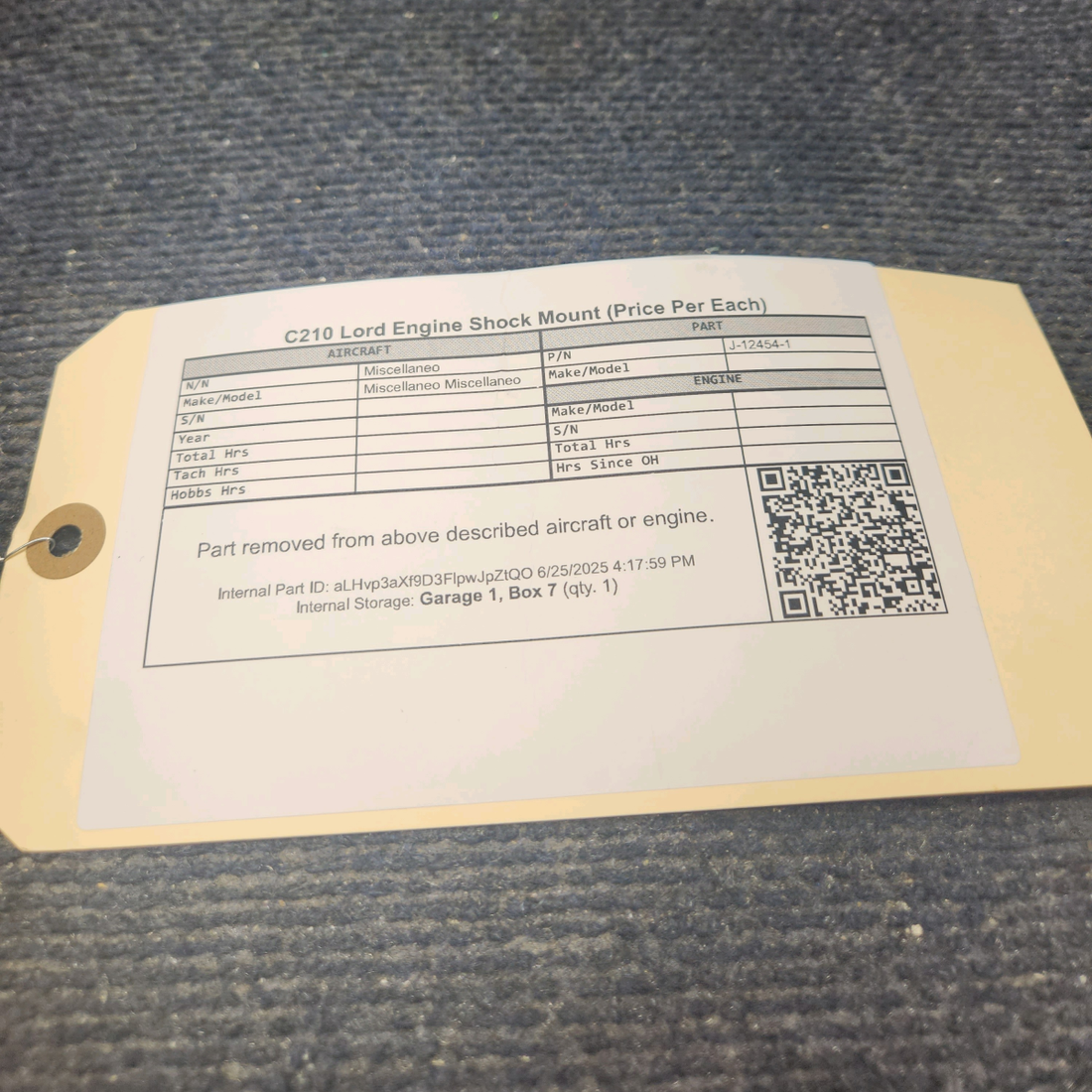 Used aircraft parts for sale, J-12454-1 Lord Cessna 210 Engine Shock Mount (Price Per Each)