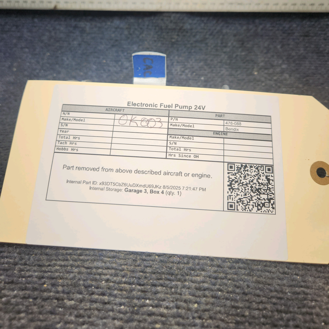 Used aircraft parts for sale, 476-088 Bendix Electronic Fuel Pump 24V