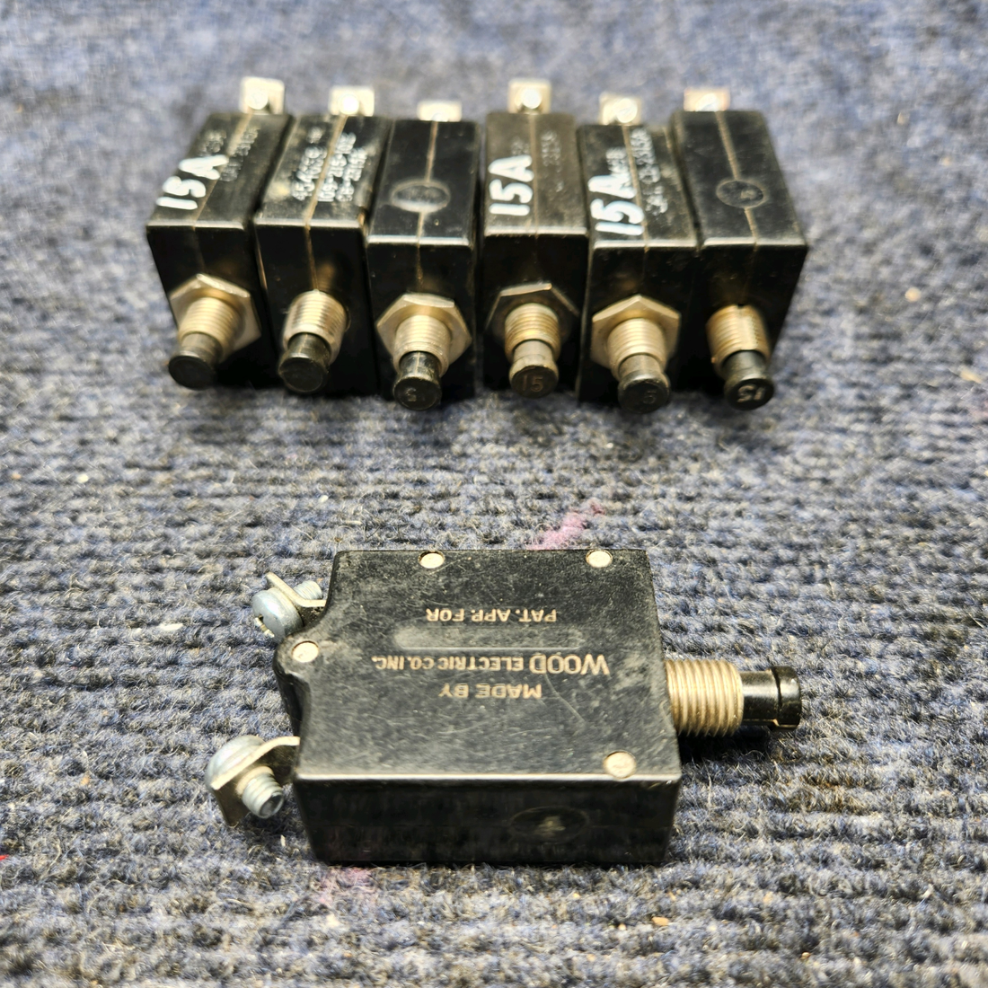 Used aircraft parts for sale, CB-2315A Wood Electric PUSH TO RESET CIRCUIT BREAKER "PRICE PER EACH"