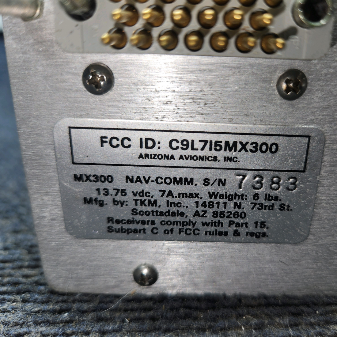 Used aircraft parts for sale, MX300 TKM cessna 172N Nav/ Com 14V  No Tray No Connector