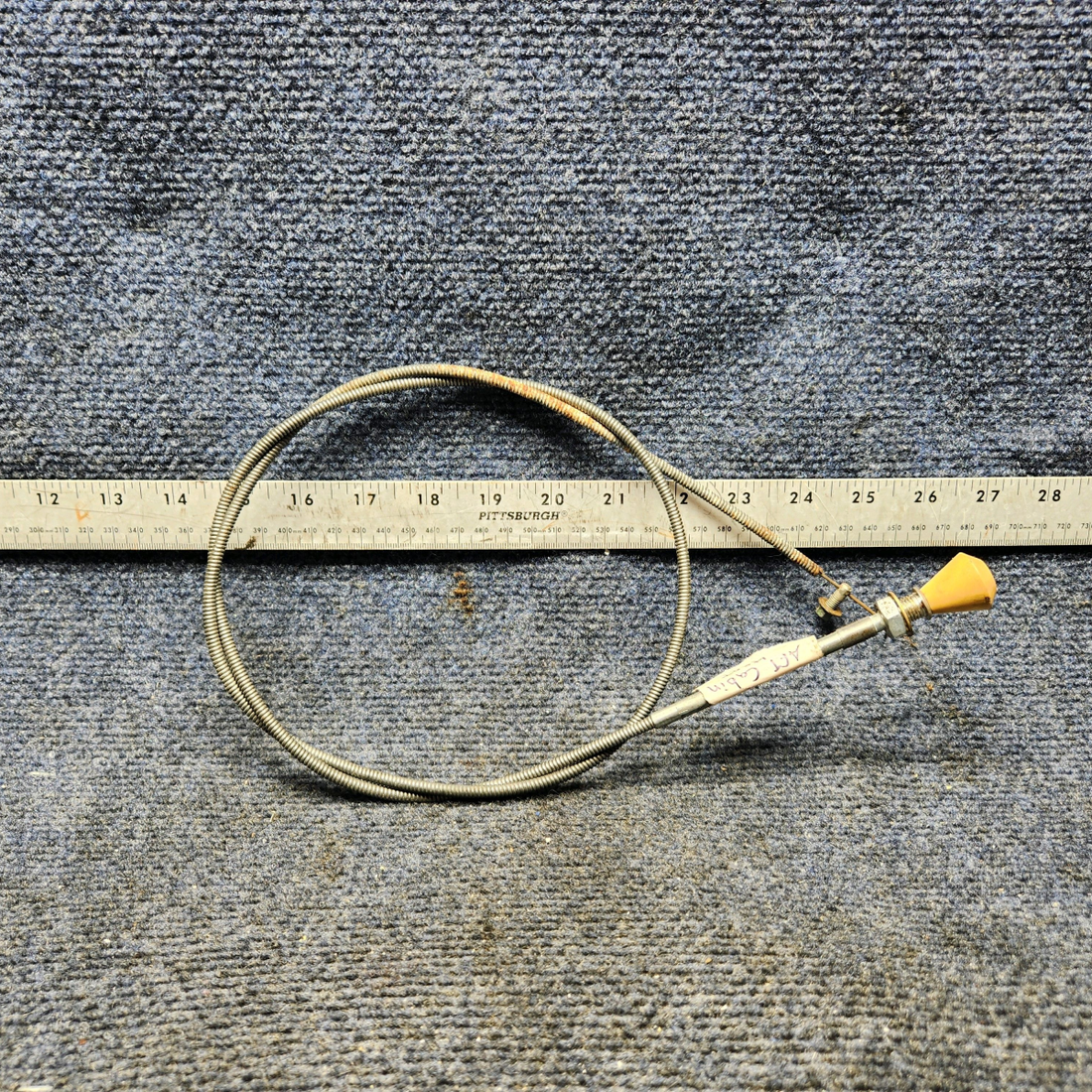Used aircraft parts for sale, 35-380051-27 Beechcraft F33A AFT CABIN HEAT CONTROL CABLE ASSEMBLY (L: 46-1/4")