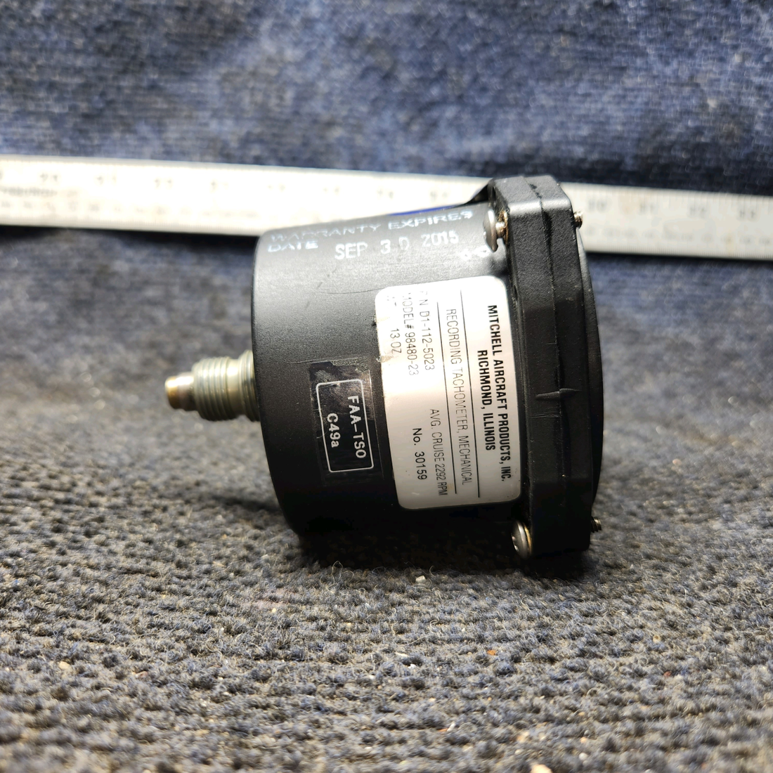 Used aircraft parts for sale, D1-112-5023 Mitchell Beechcraft 35-33 RPM Recording Tachometer
