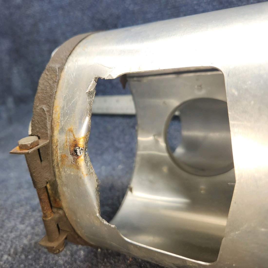 Used aircraft parts for sale, 66704-002 Piper PA28-140 Muffler Shroud- Has dents