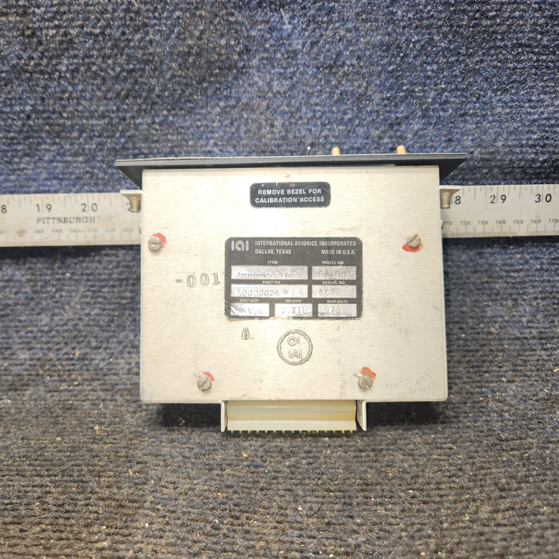 Used aircraft parts for sale, 500D0024 Internatinal Avionics Mooney M20J Annunciator Panel