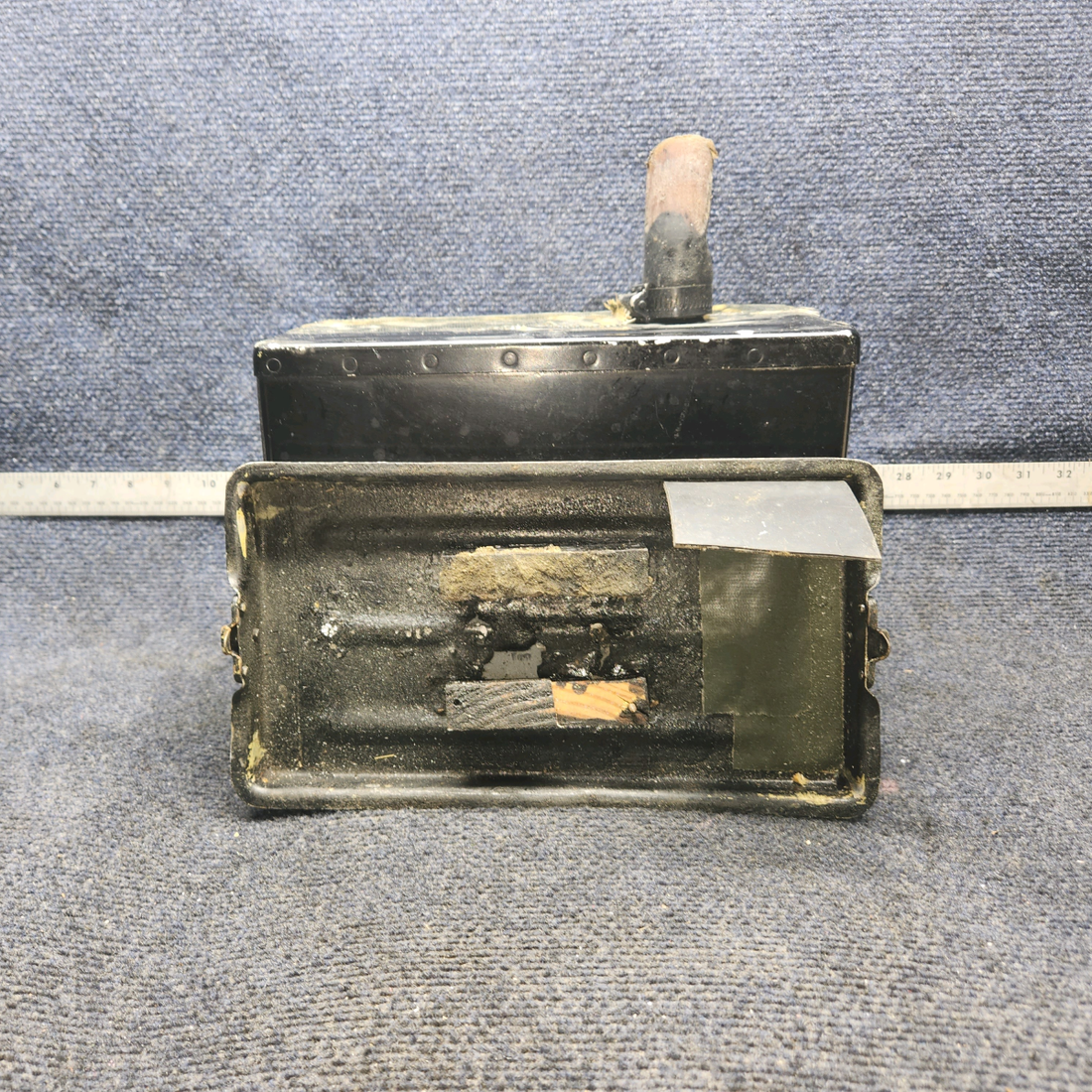 Used aircraft parts for sale, 169-364010-637 Beechcraft A24R Battery Box Assembly W Lit Has fiberglass repair on the Bottom