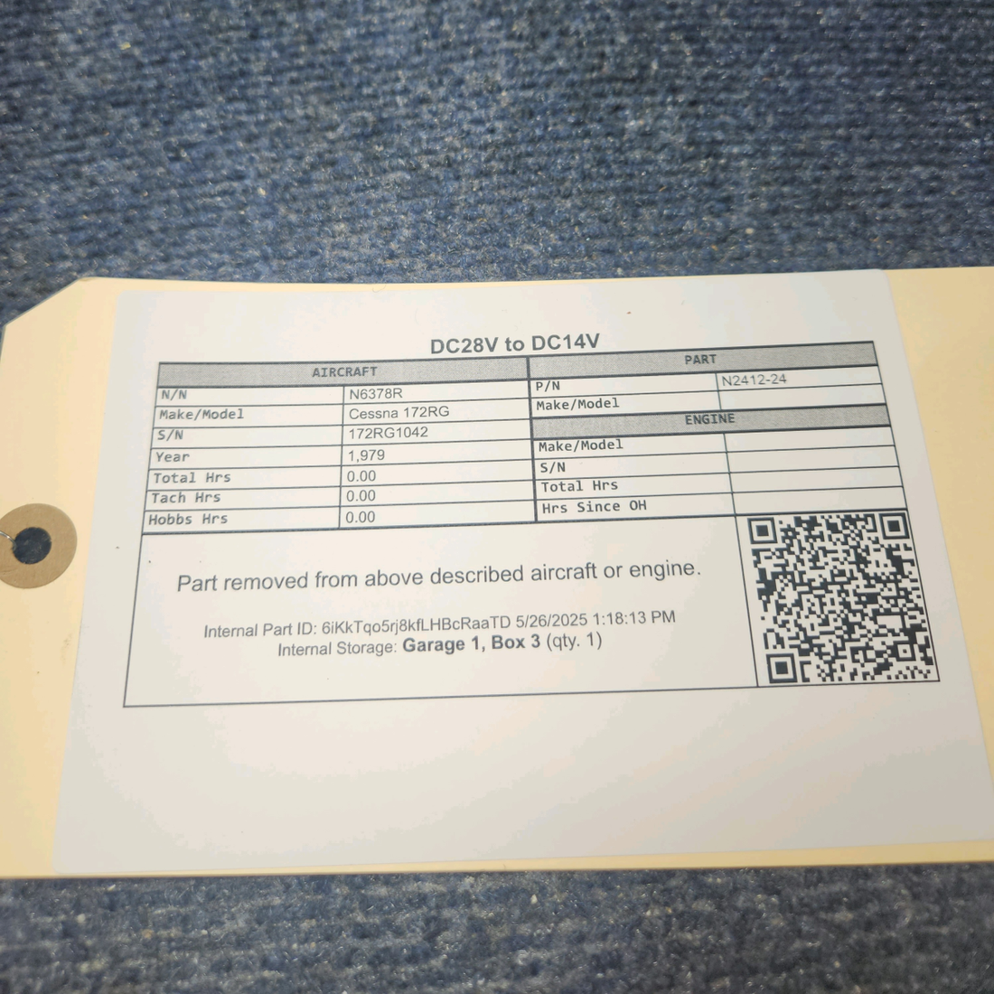 Used aircraft parts for sale, N2412-24 Astron Cessna 172RG DC28V to DC14V  Voltage Converter