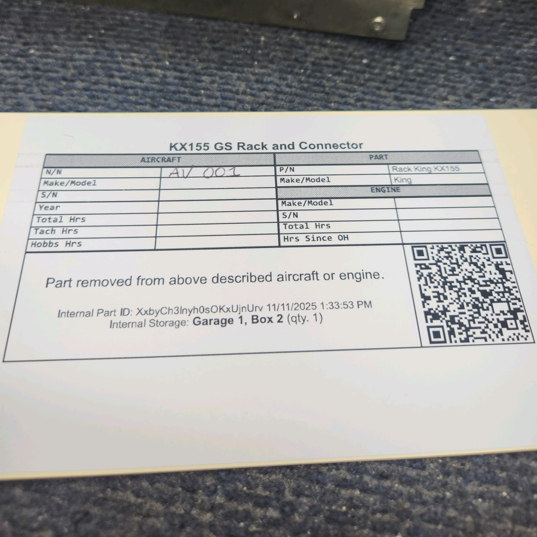 Used aircraft parts for sale, KX155 King KX-155 Rack and Connector