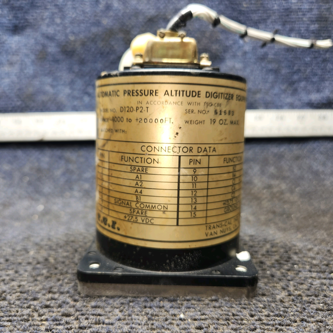 Used aircraft parts for sale, D120-P2-T Narco Avionics D120-P2-T Cessna 172F Trans-Cal Automatic Pressure Altitude Digitizer Assembly