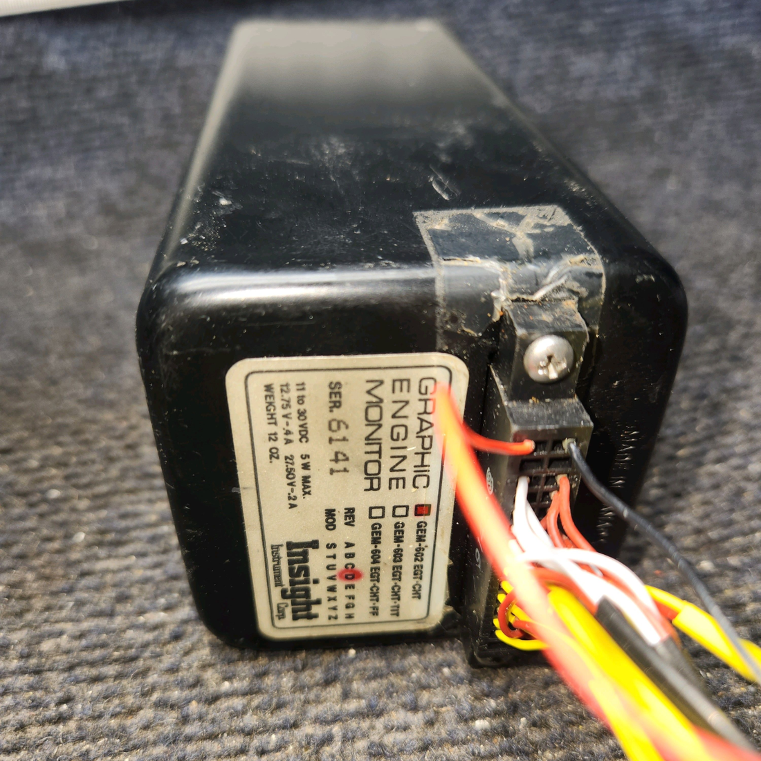 Used aircraft parts for sale, GEM-602-EGT-CHT Insight GEM 602 Beechcraft F35 Graphic Engine Monitor With CHT, EGT With Probes