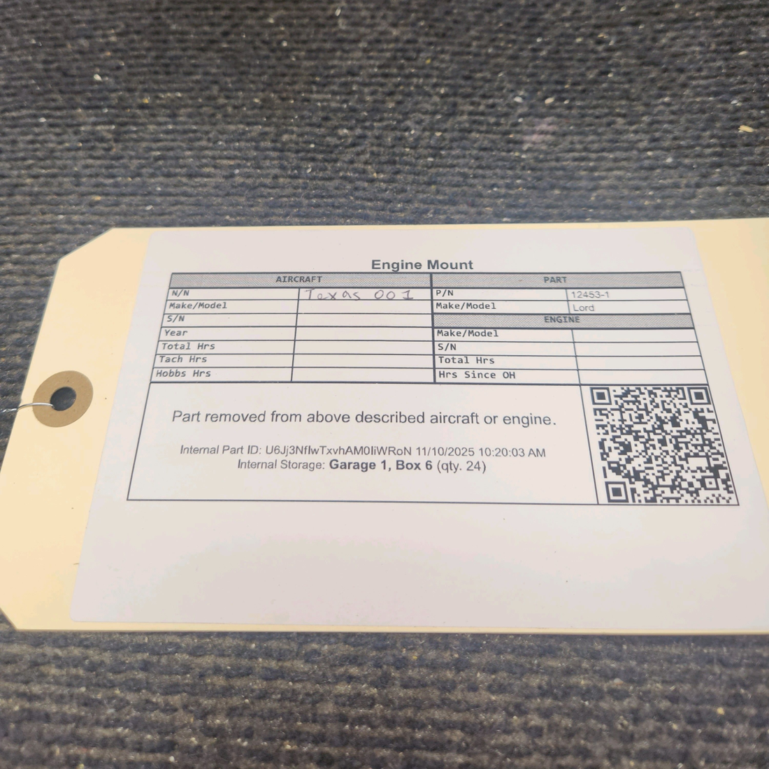 Used aircraft parts for sale, J-12453-1 Lord Engine Mount