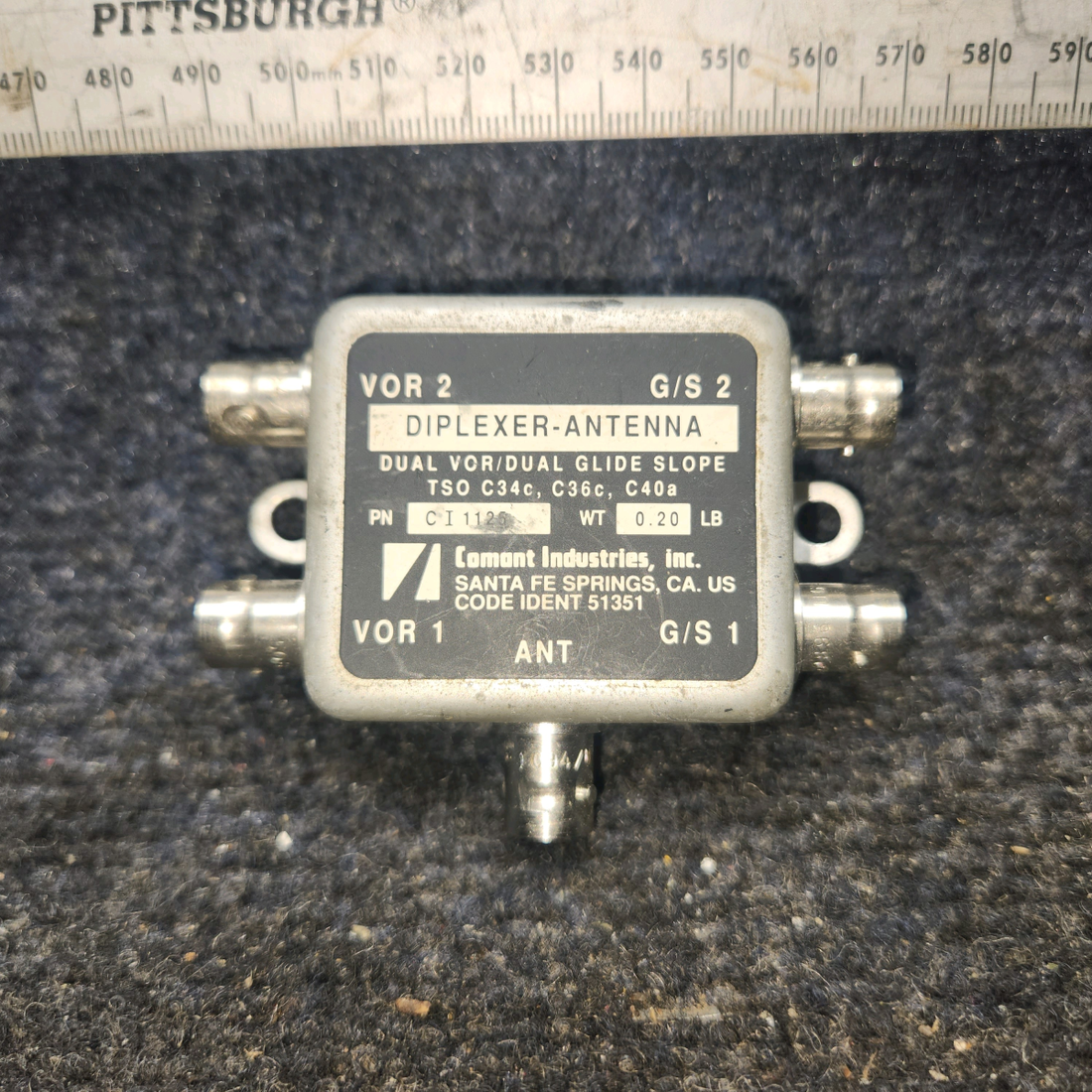 Used aircraft parts for sale, CII-1125 Comant Industries Piper PA28-RT200 Dual VOR/ Dual Glide Slope Diplexer