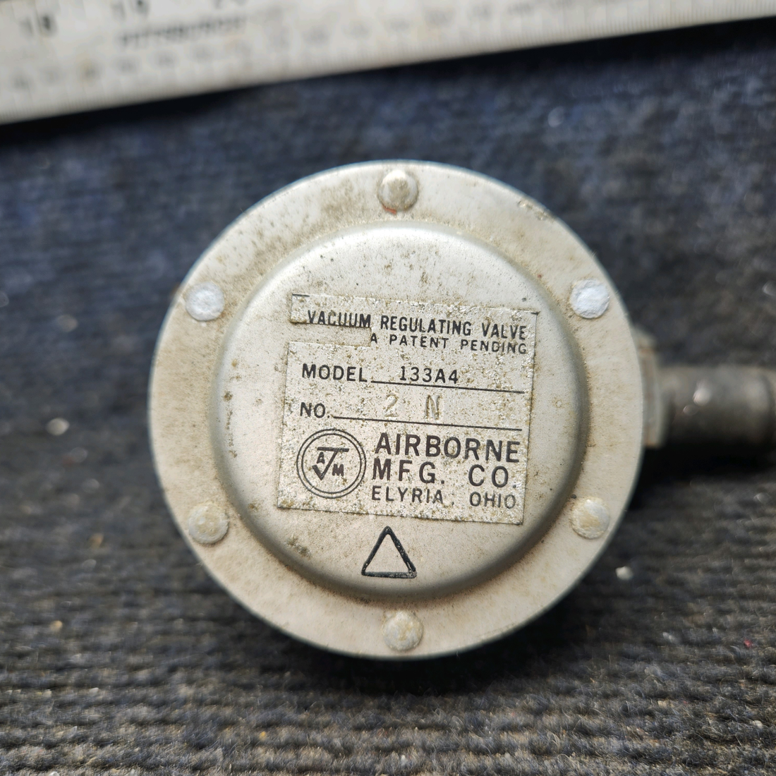 Used aircraft parts for sale, 2H3-16 Airborne MFG Piper PA-28-140 Vacuum Regulator Valve Assembly