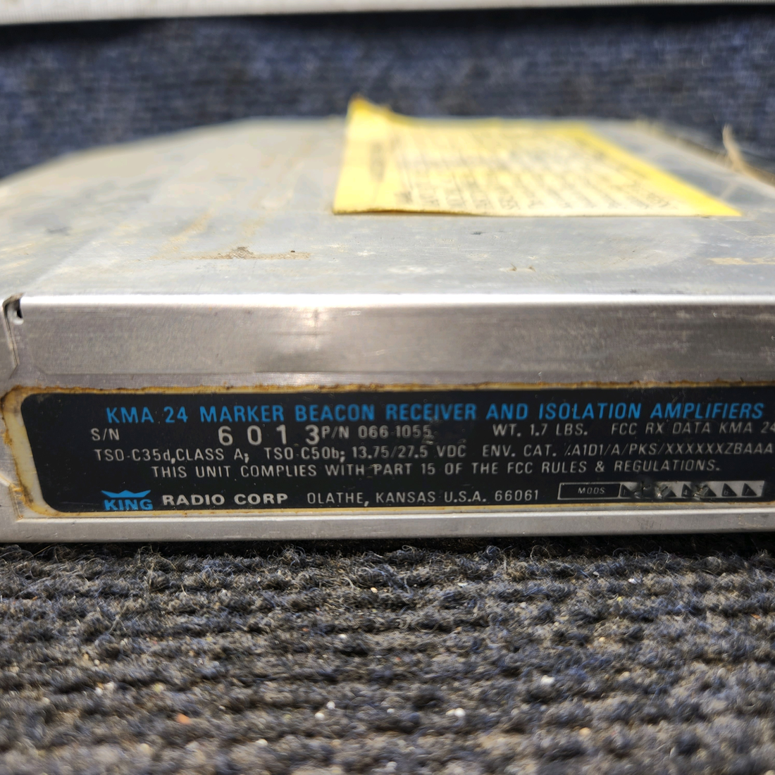 Used aircraft parts for sale, 066-1055-03 King KMA24 Cessna 172 Audio Selector Panel With Tray and Connector