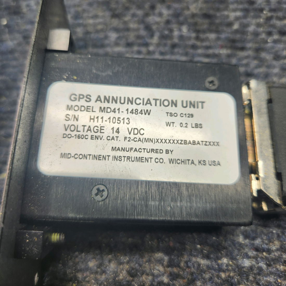 Used aircraft parts for sale, MD41-1484W Mid-Continent Beechcraft F33A GPS ANNUNCIATOR DISPLAY UNIT (VOLTS: 14)