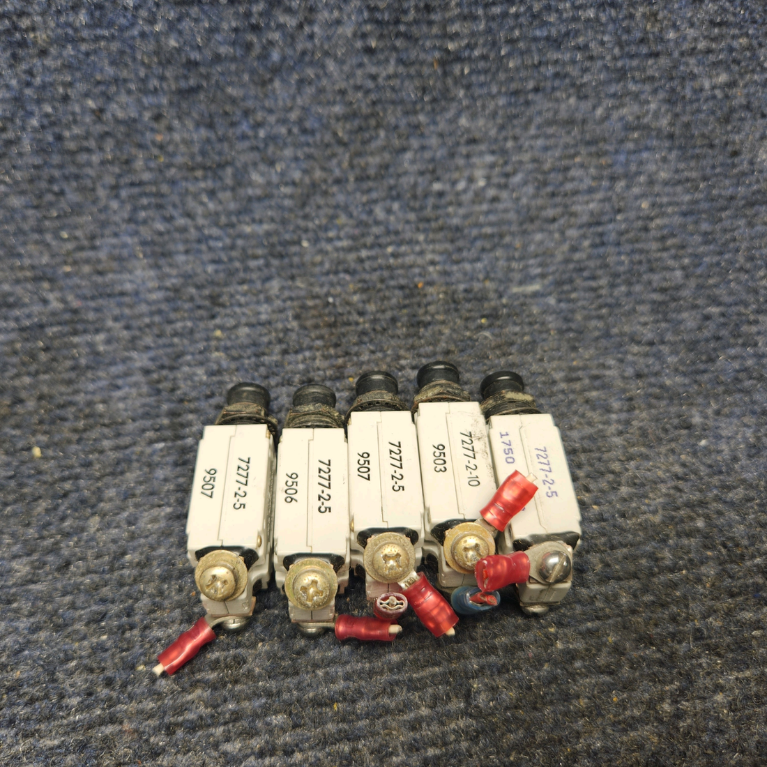 Used aircraft parts for sale, 7277-2-5 / 7277-2-10 PIPER PA28-161 Warrior III CIRCUIT BREAKER (SET OF FIVE) 4-5AMP 1- 10AMP
