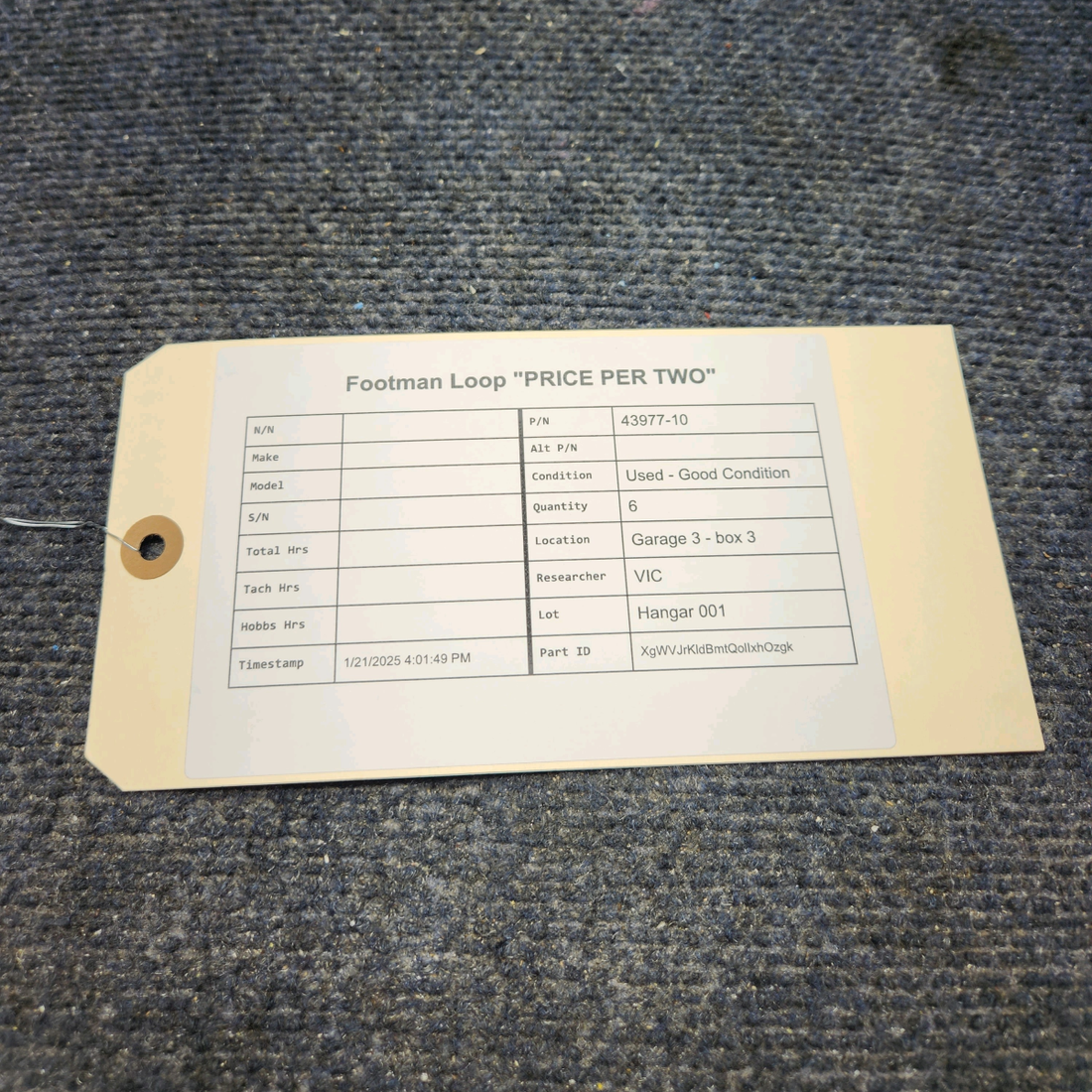 Used aircraft parts for sale, 43977-10 Cessna FOOTMAN LOOP "PRICE FOR TWO"
