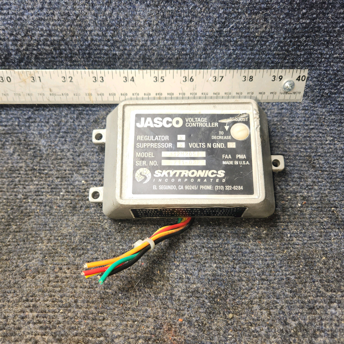 Used aircraft parts for sale, J12M20SP, test test Skytronics Cessna 172 Alternator Voltage Controller 12V