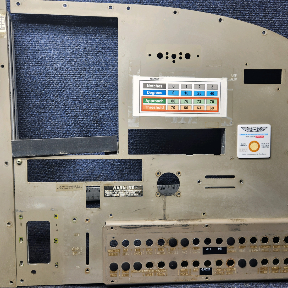 Used aircraft parts for sale, Instrument-panel PIPER PA28-161 Warrior III 1995 ALUMINUM INSTRUMENT  PANEL LH & RH