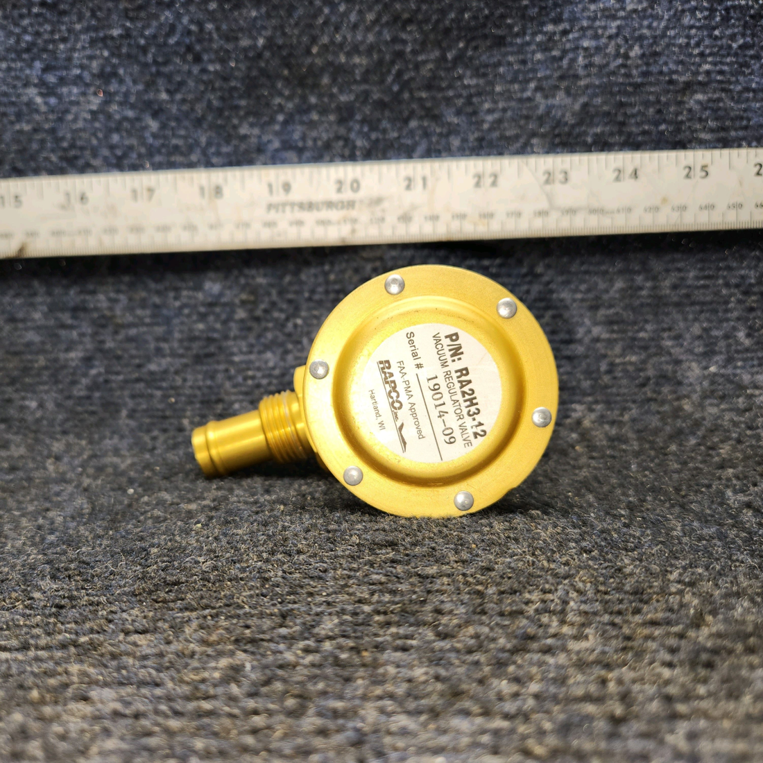 Used aircraft parts for sale, RA2H3-12 Rapco PIPER PA-24-250 Vacuum Regulator Valve