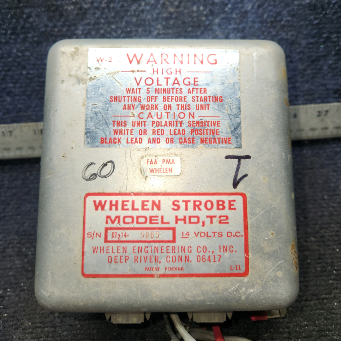 Used aircraft parts for sale, A413,T2-14 Whelen A413 Strobe Light Power Supply (14V)