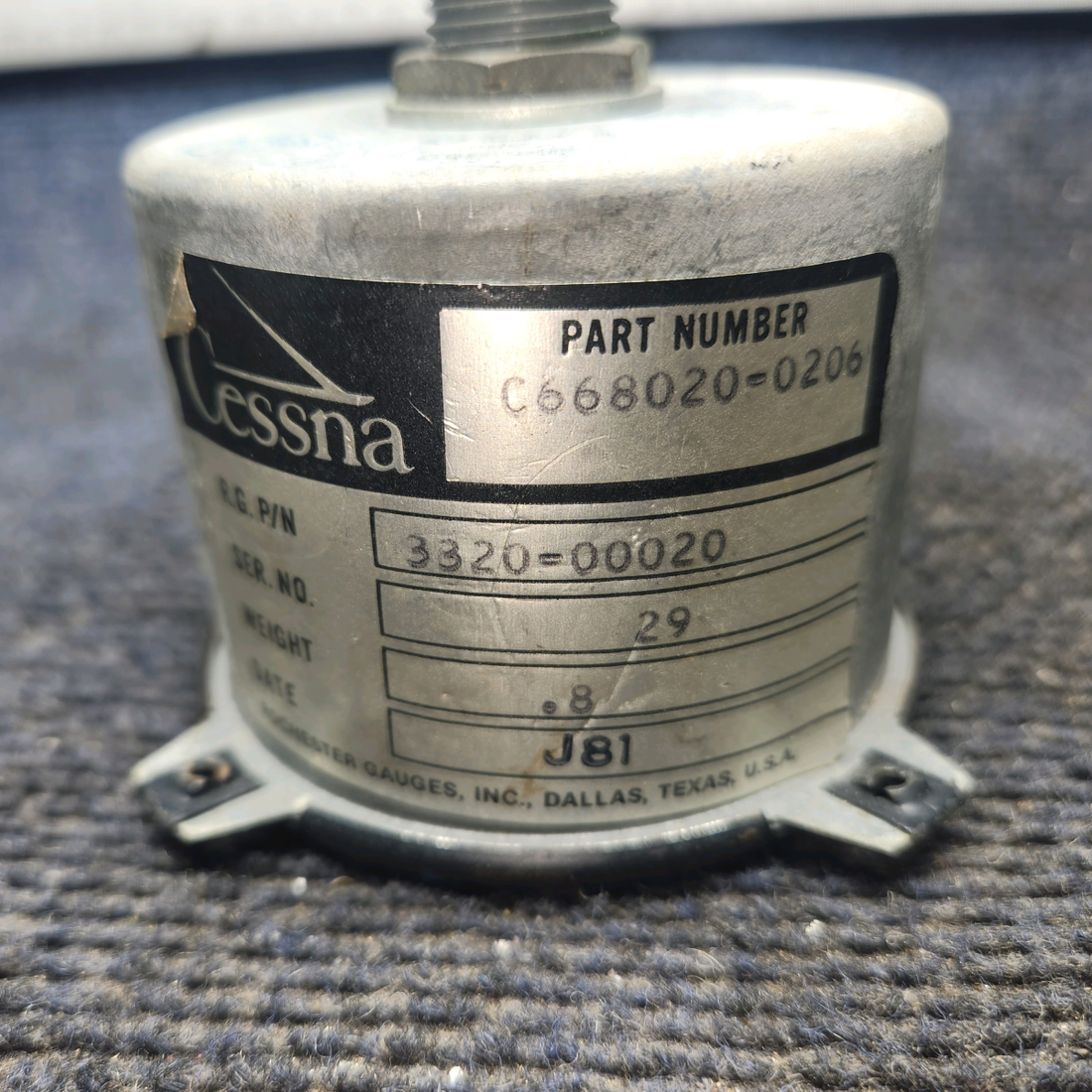 Used aircraft parts for sale, C668020-0206 Cessna Tachometer Indicator RPM