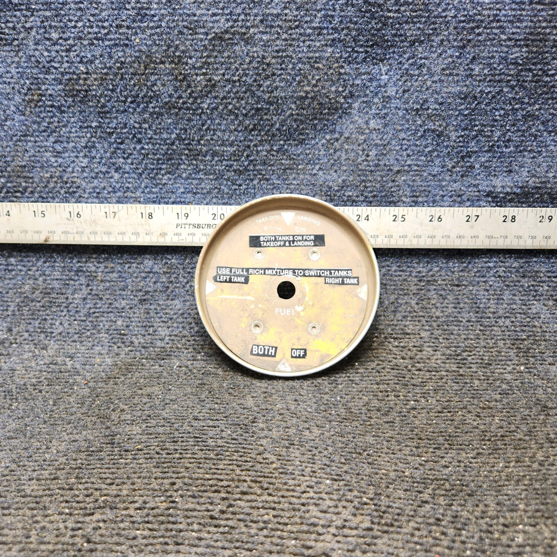 Used aircraft parts for sale, 0511198 Cessna 182G Fuel Selector Cup and Placard