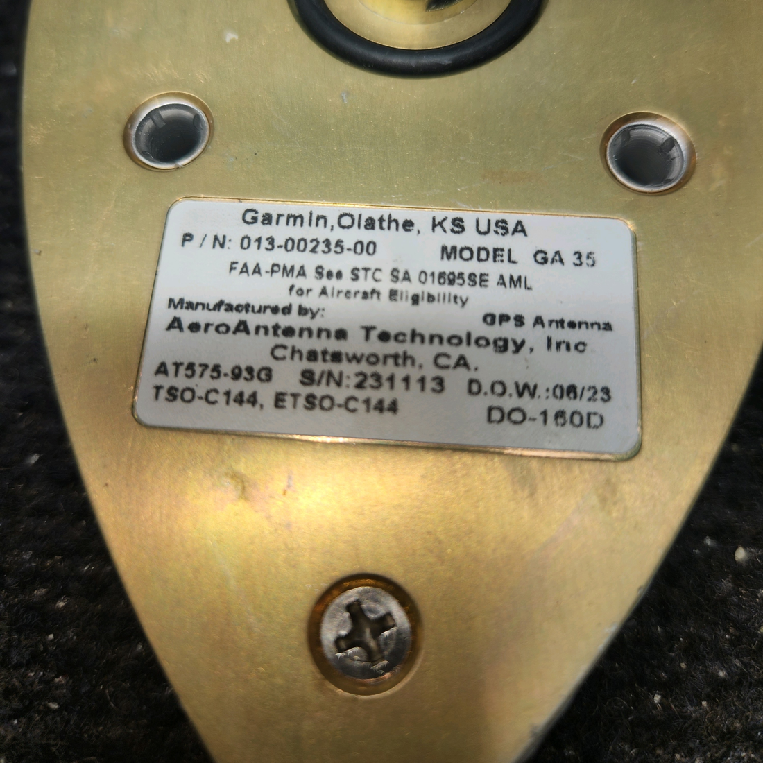 Used aircraft parts for sale, 013-00235-00 Garmin AeroAntenna Cessna 182G GA-35 WAAS GPS Antenna