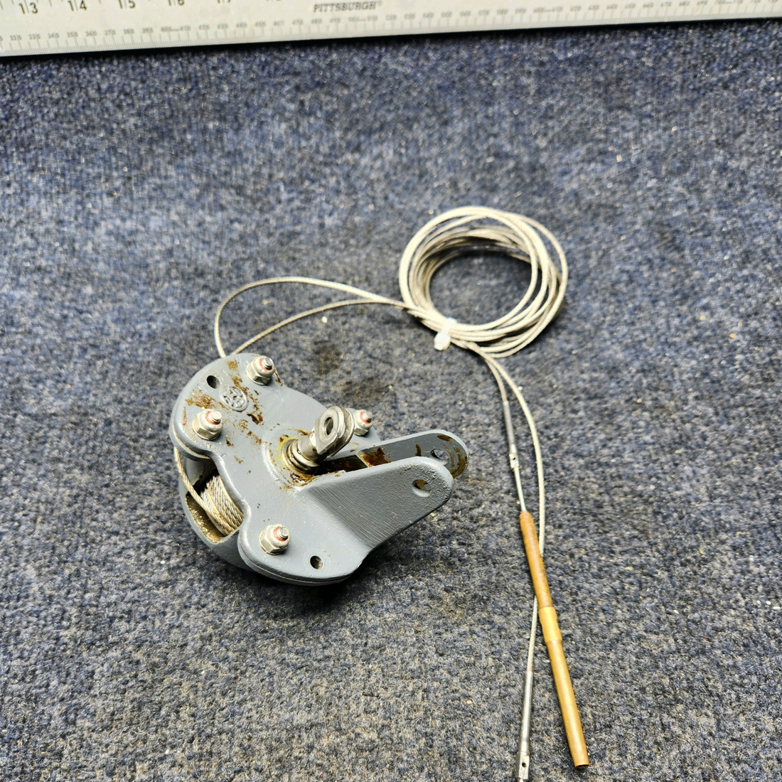 Used aircraft parts for sale, 35-524375 BEECHCRAFT F35 HOUSING & CAP ELEVATOR TRIM TAB ACTUATOR /W CABLE.