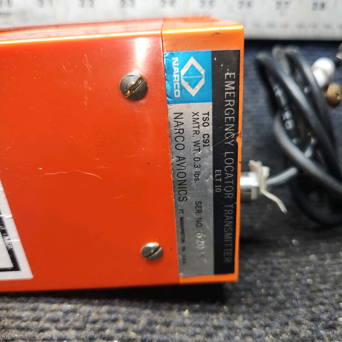 Used aircraft parts for sale, TSO C91 Narco Avionics Cessna 182G Emergency Locator Transmitter ELT