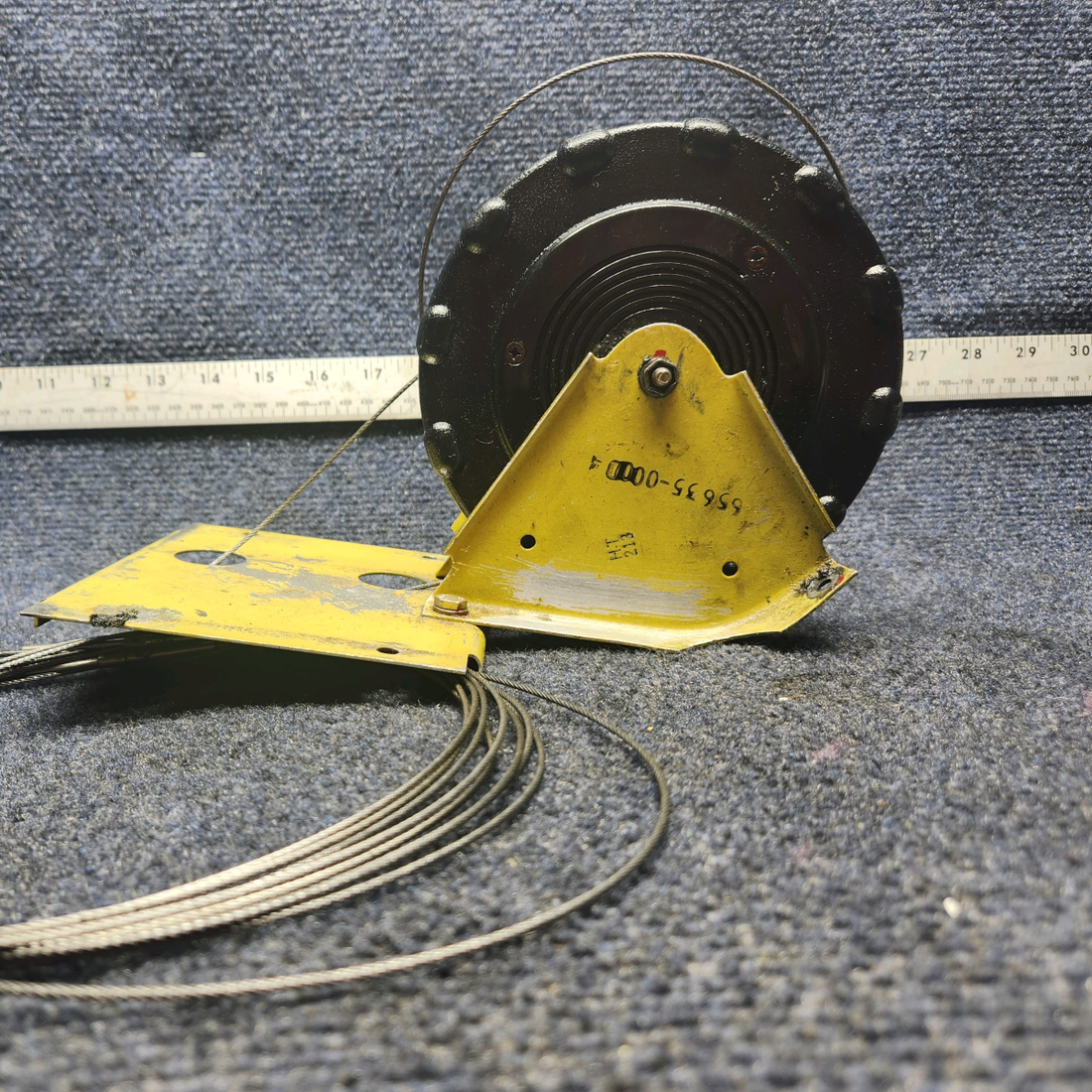 Used aircraft parts for sale, 68414-003 / 65633-000 PIPER PA28-161 Warrior III STABILATOR TRIM WHEEL W/ BRACKETS AND CABLE