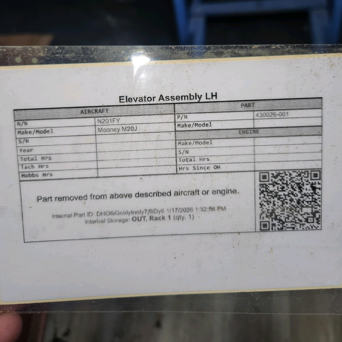 Used aircraft parts for sale, 430026-001 Mooney M20J Elevator Assembly LH