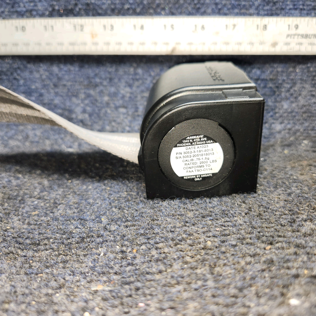 Used aircraft parts for sale, 3052-3-181-813 AmSafe 35FB9 Cessna 172 Lap Seatbelt Assembly with Reel Assy "Set"