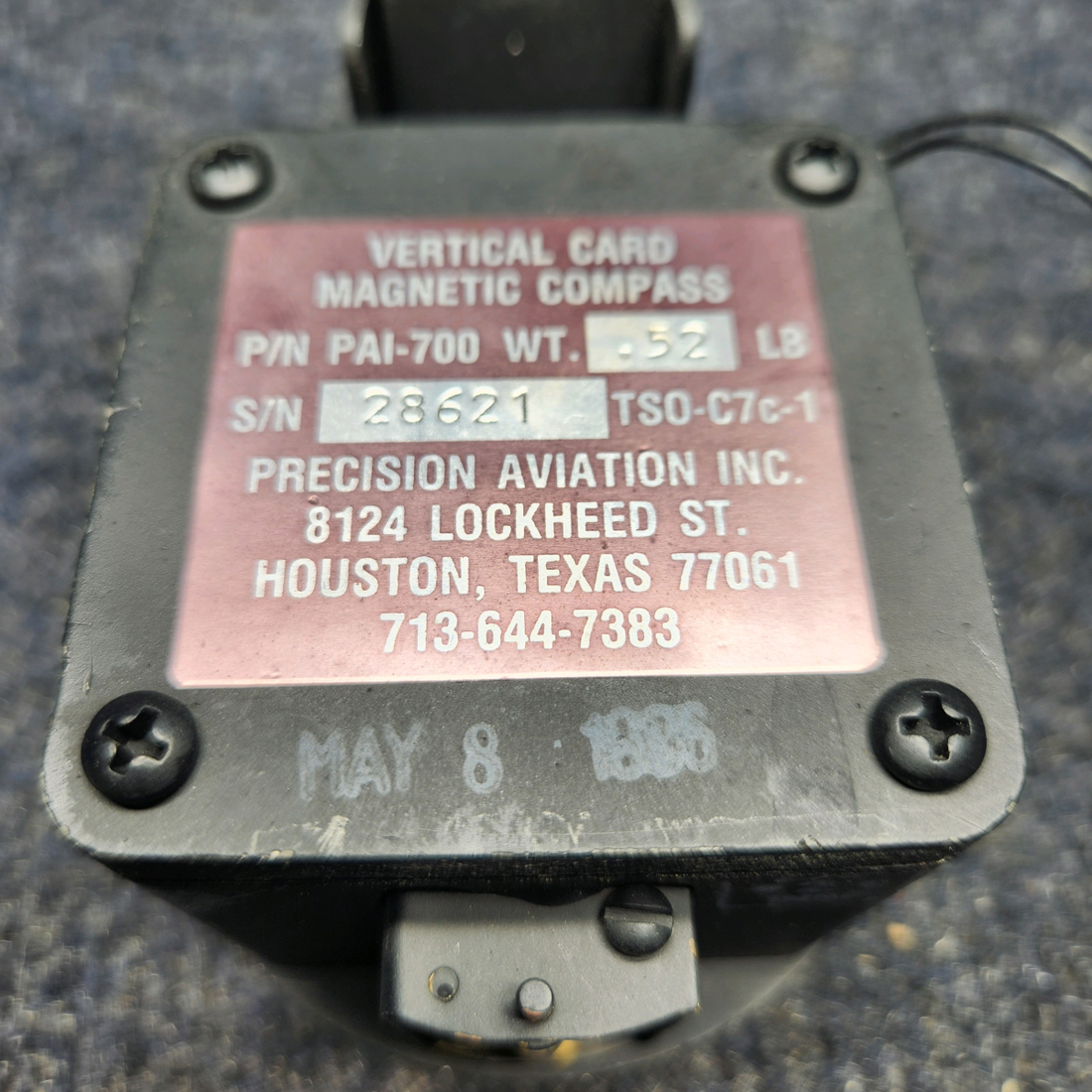 Used aircraft parts for sale, PAI-700 PIPIR PA32RT-300 PRECISION AVIATION MAGNETIC COMPASS W LIGTH 12VOLTS/PIPER MOUNT