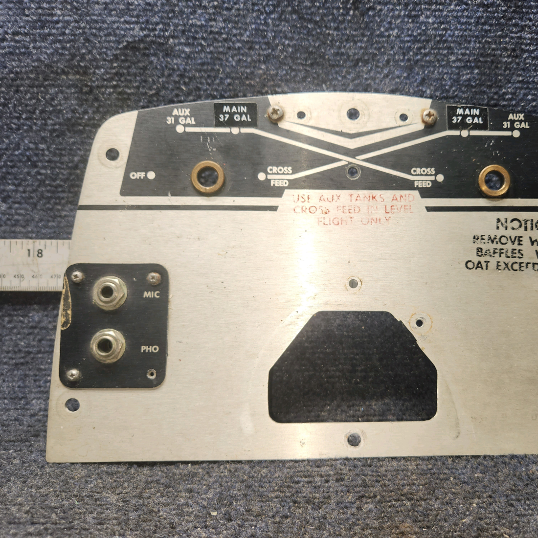 Used aircraft parts for sale, 96-920011-1 Beechcraft BEECHCRAFT 95-55B Fuel Selector Panel Assembly