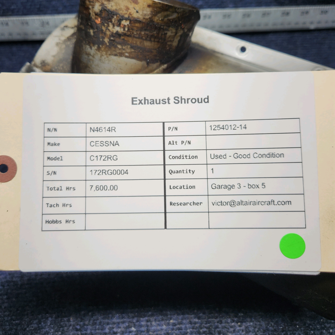 Used aircraft parts for sale, 1254012-14 CESSNA C172RG EXHAUST SHROUD