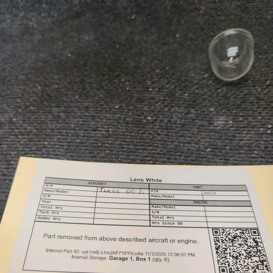 Used aircraft parts for sale, A457A Whelen Lens White