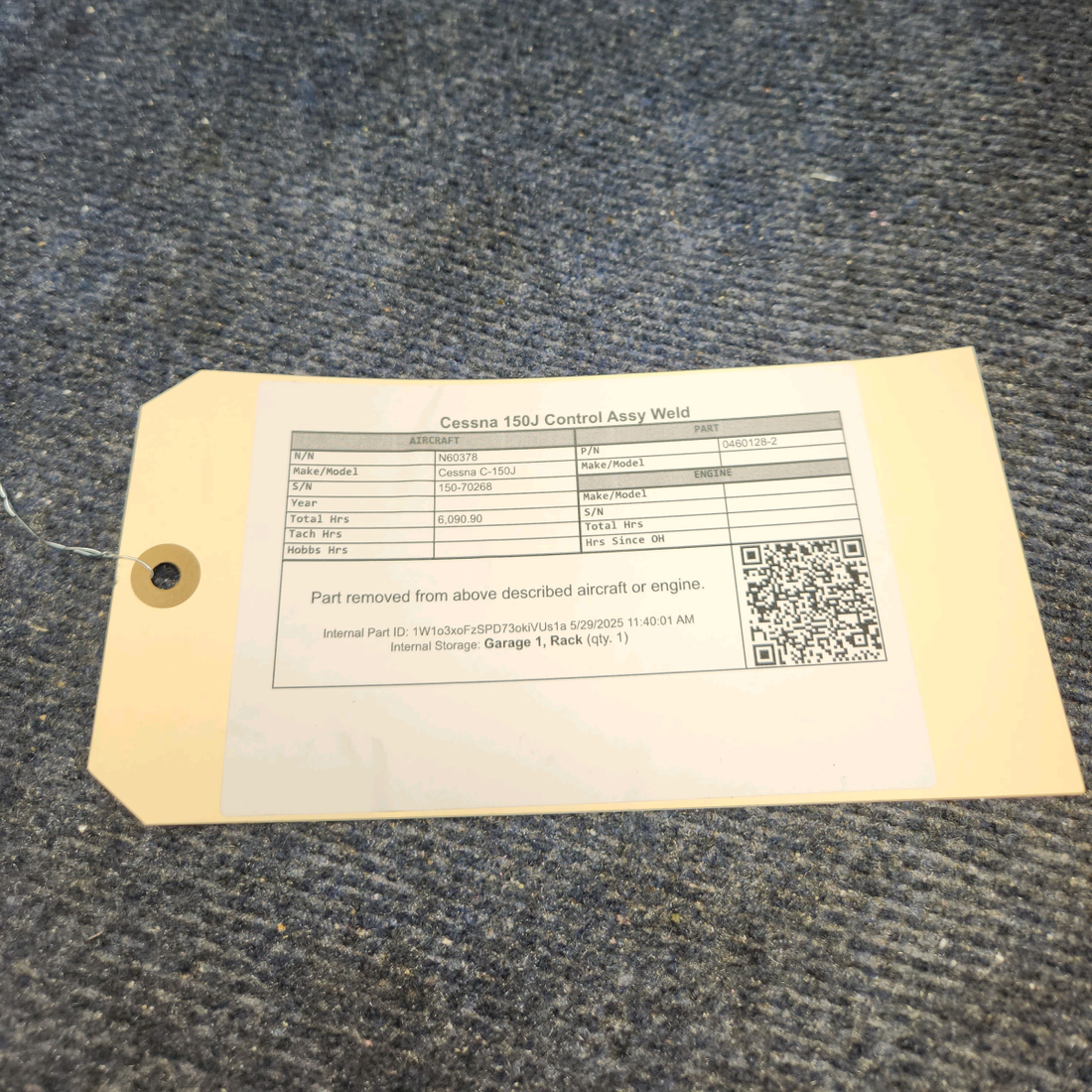 Used aircraft parts for sale, 0460128-2 Cessna C-150J Control Assy Y Weld