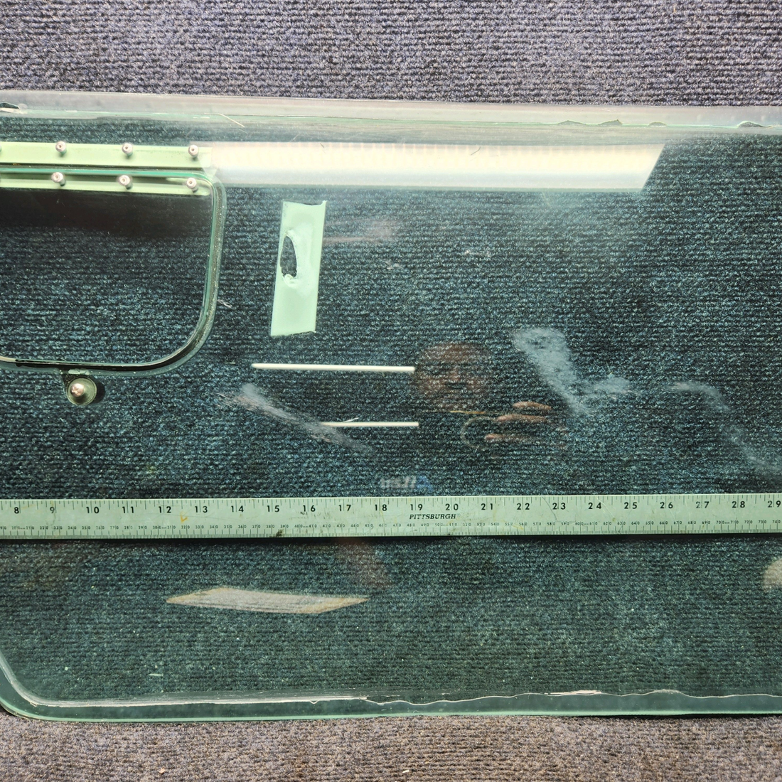 Used aircraft parts for sale, 20923-011 PIPER PA-24-250 Cabin Door Window with Cutout And Storm Window.