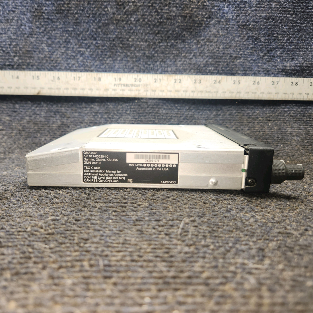 Used aircraft parts for sale, 011-03520-10 Garmin GMA-342 piper PA-28-181 Audio Panel with Tray (14/28 Volts)
