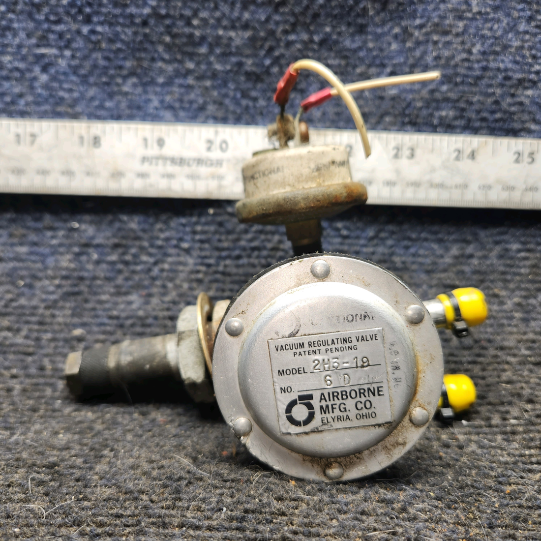 Used aircraft parts for sale, 2H3-19 Airborne piper PA-28-181 Vacuum Regulating Valve Assembly