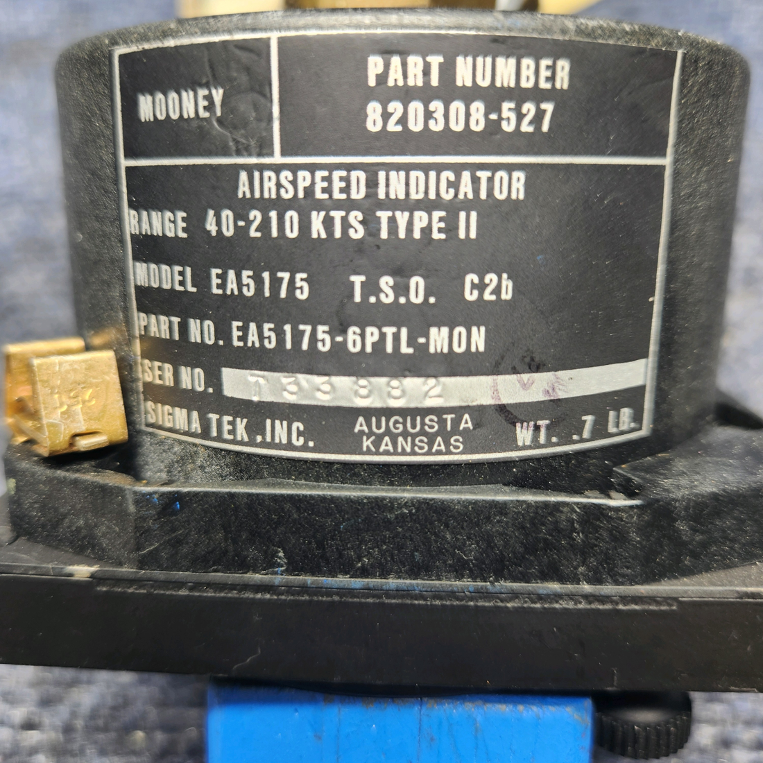 Used aircraft parts for sale, EA5175-1PTL-MON Sigma TEK Mooney M20K AIRSPEED INDICATOR