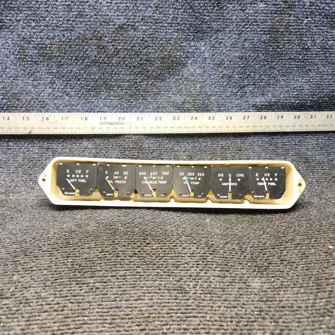 Used aircraft parts for sale, 35-324401-5 Beechcraft 35-B33 Instrument Gauge Cluster (Volts: 12)