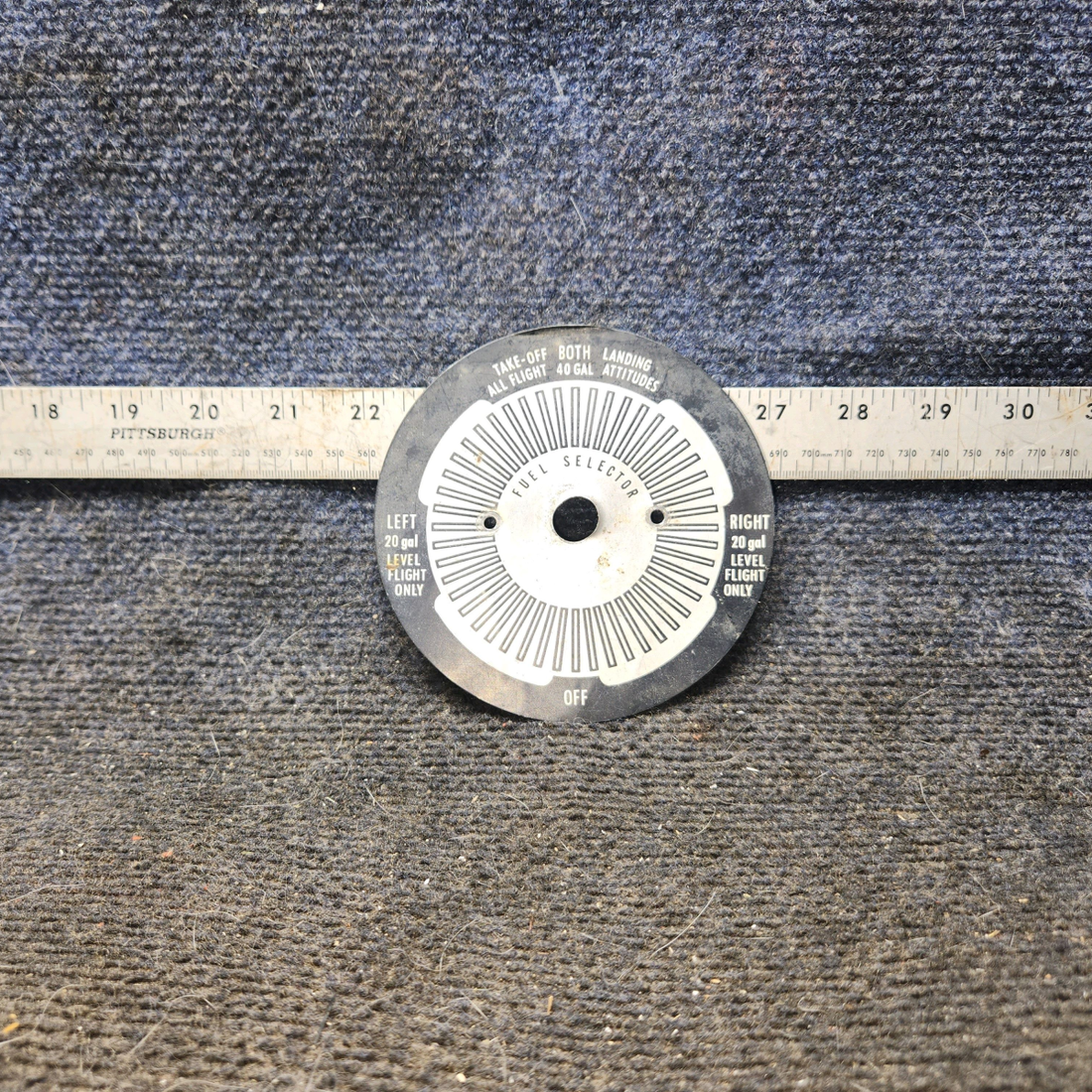 Used aircraft parts for sale, 0705048-29 cessna 172N Fuel Selector Placard