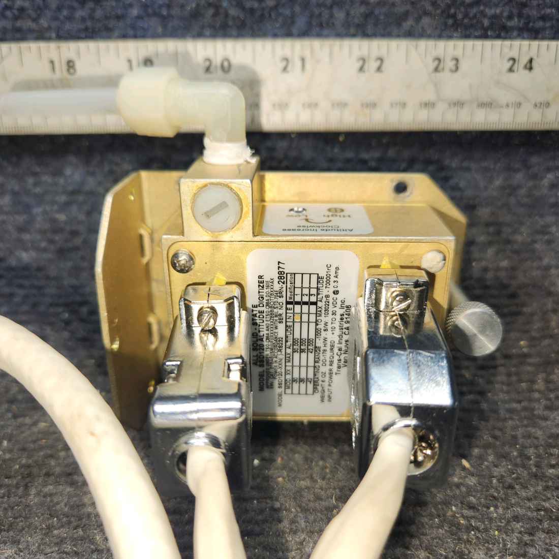 Used aircraft parts for sale, SSD-120-30N-RS232 Trans-Cal Industres, Inc SSD-120 Piper PA28-140 Solid-State Altitude Digitizer with Connectors (10–30 Volts)